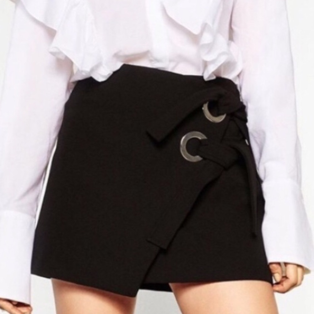 Zara Black Mini Skirt with Silver Accents